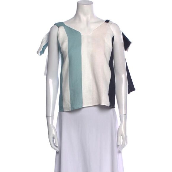 Katharine Kidd Women's Sky‎ Striped Linen Tie Top Tank Size S - Picture 1 of 11
